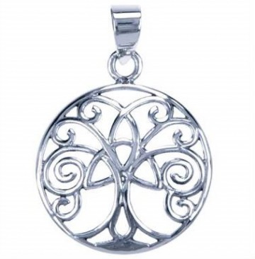 Hanger triquetra in levensboom cirkel zilver