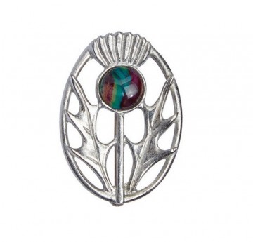 Heathergems broche modern thistle