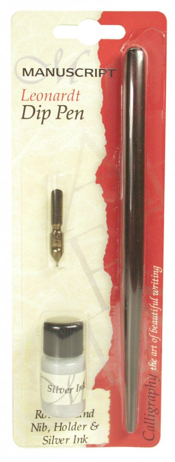Mdp260s calligraphy pen zilveren inkt roundhand nib