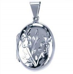 Medaillon ovaal zilver gebloemd 38530
