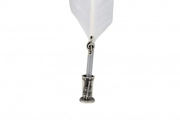 Piu39 witte schrijfveer muzieksleutel met houder viool