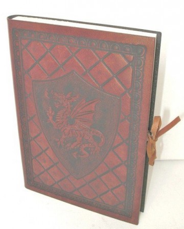 Tagebuch notizbuch reisetagebuch drago braun gepraegtes drachenwappen a5 c