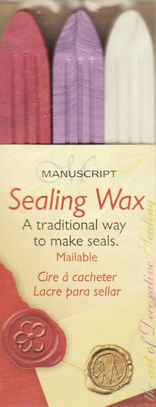 Zegelwas 3 staafjes paars rood wit