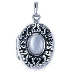 Zilveren medaillon ovaal met schelp 38321 17x31mm