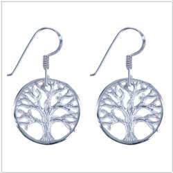 Zilveren oorbel levensboom 15 x 27 mm 9075
